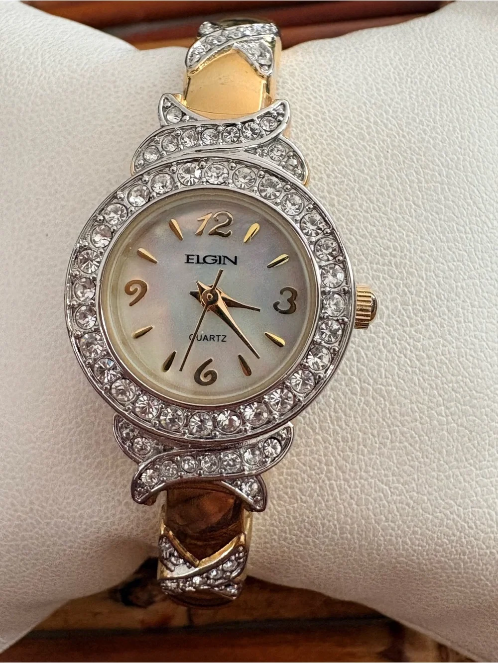 Elgin Crystal Accent Women's Bracelet Watch - Gold Needs Battery